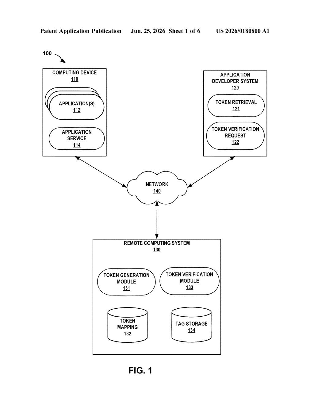 Google Patent: Opaque Tokens for User Account Privacy — figure from US 2026/0180800 A1