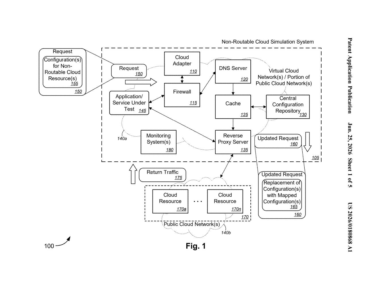 Microsoft Patent: Virtual Cloud Simulation in Public Cloud — figure from US 2026/0180868 A1