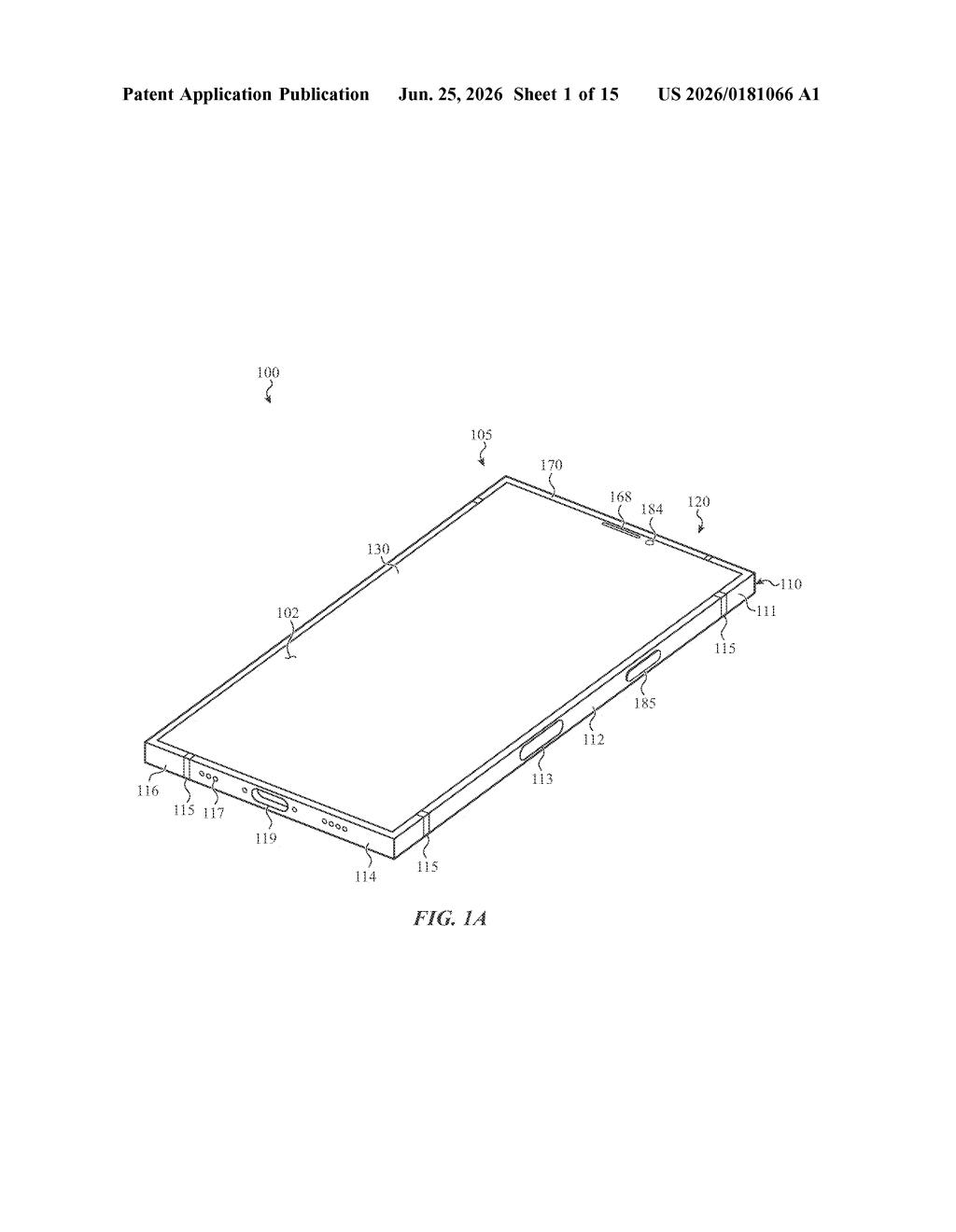 Apple Patent: Chemically Strengthened Curved Glass Covers — figure from US 2026/0181066 A1