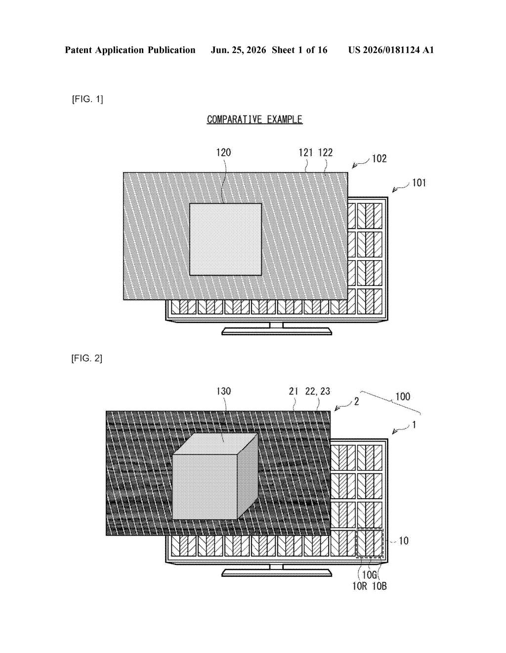 Sony Patent: Parallax Barrier 3D Display Design Pattern — figure from US 2026/0181124 A1