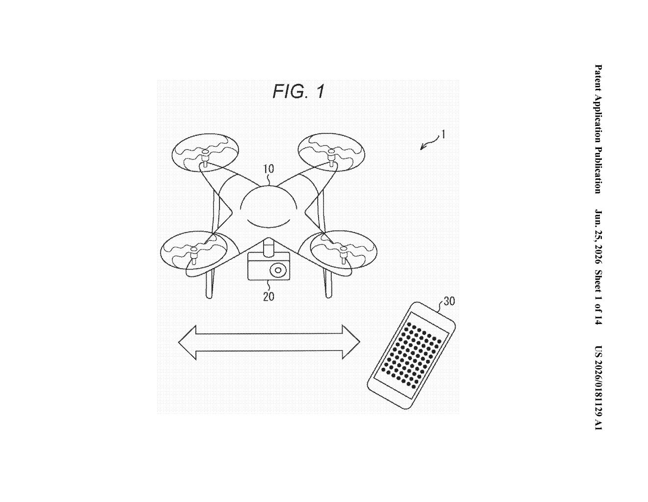 Sony Patent: Smartphone-Guided Drone Camera Calibration — figure from US 2026/0181129 A1