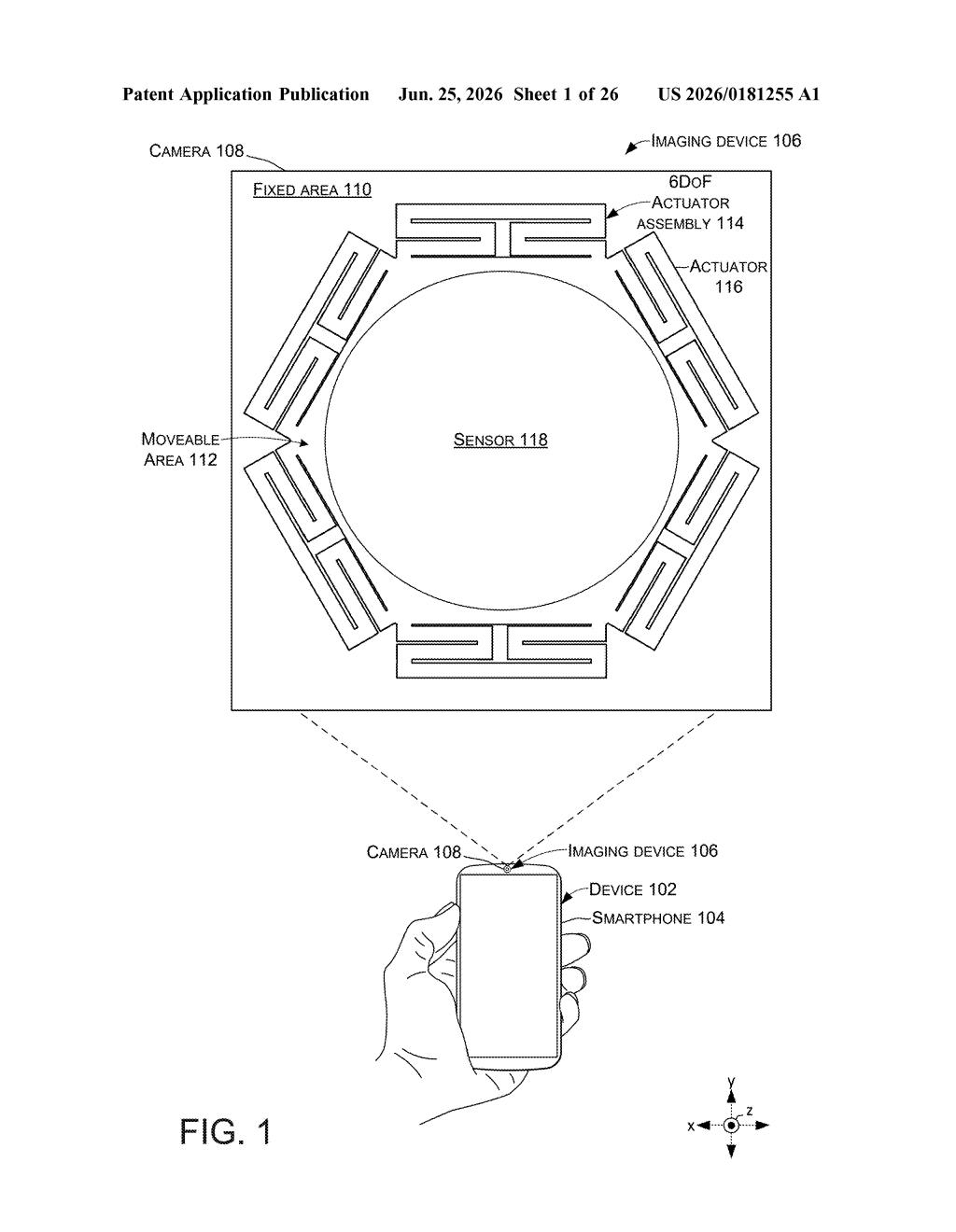 Microsoft Patent: MEMS Actuators for 6DoF Camera Sensors — figure from US 2026/0181255 A1