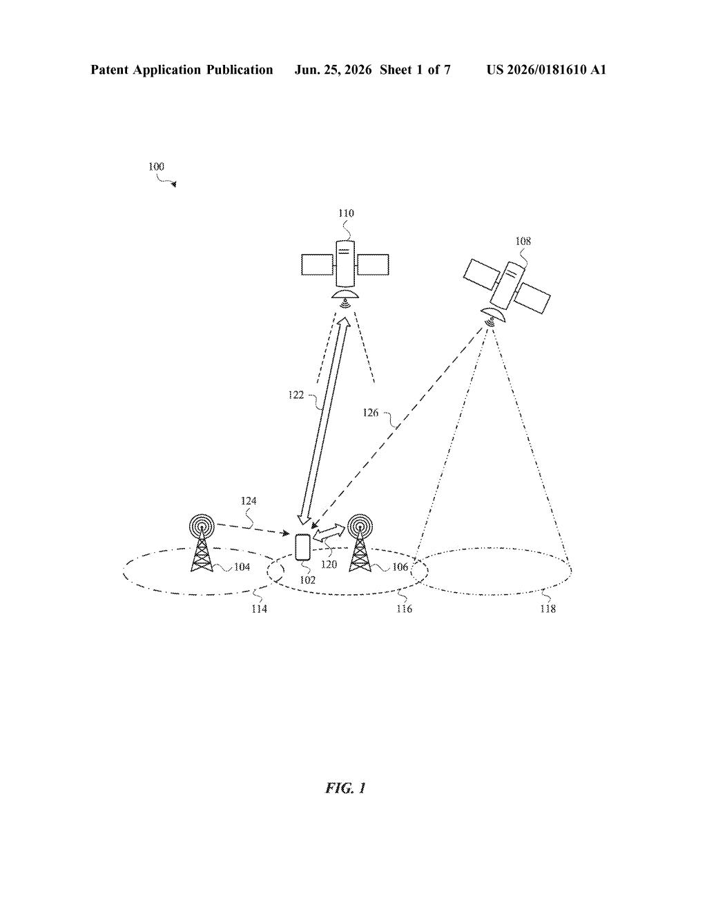 Apple Patent: Shared Spectrum for Cell Towers and Satellites — figure from US 2026/0181610 A1