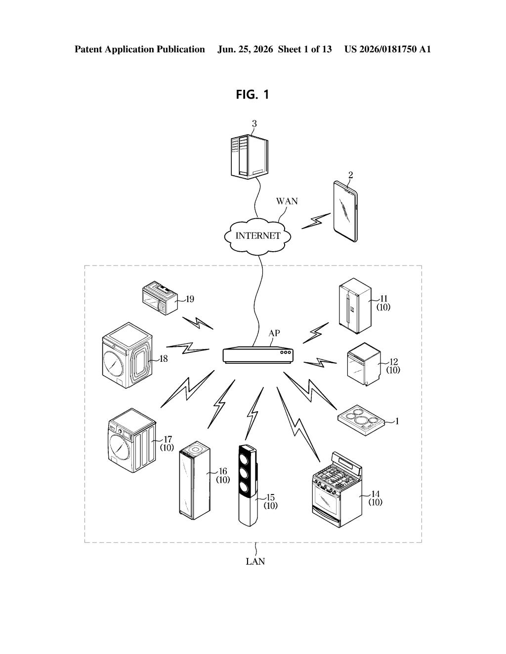 Samsung Patent: Induction Cooktop That Talks to Other Appliances — figure from US 2026/0181750 A1