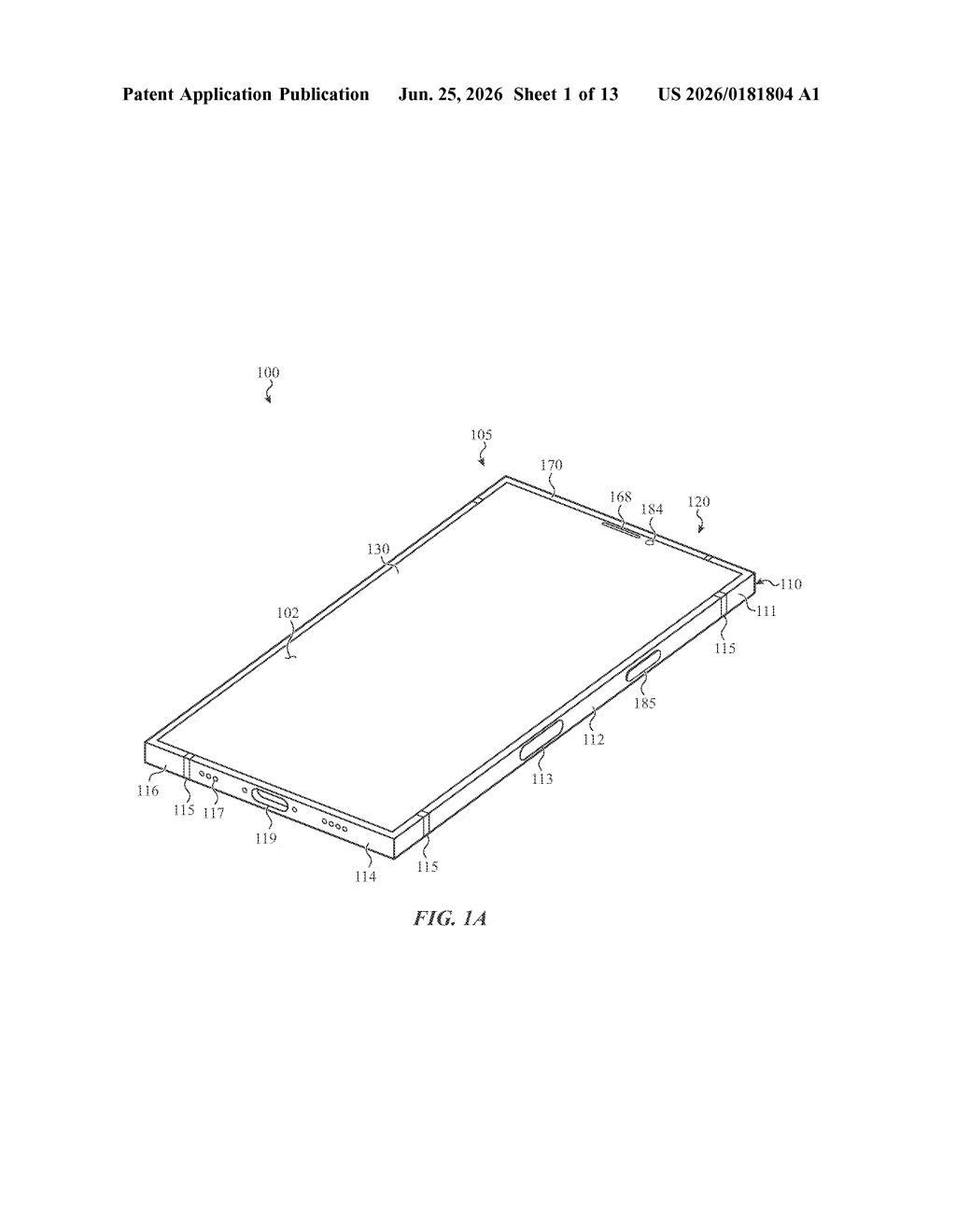 Apple Patent: Stronger Phone Screen Glass Explained — figure from US 2026/0181804 A1