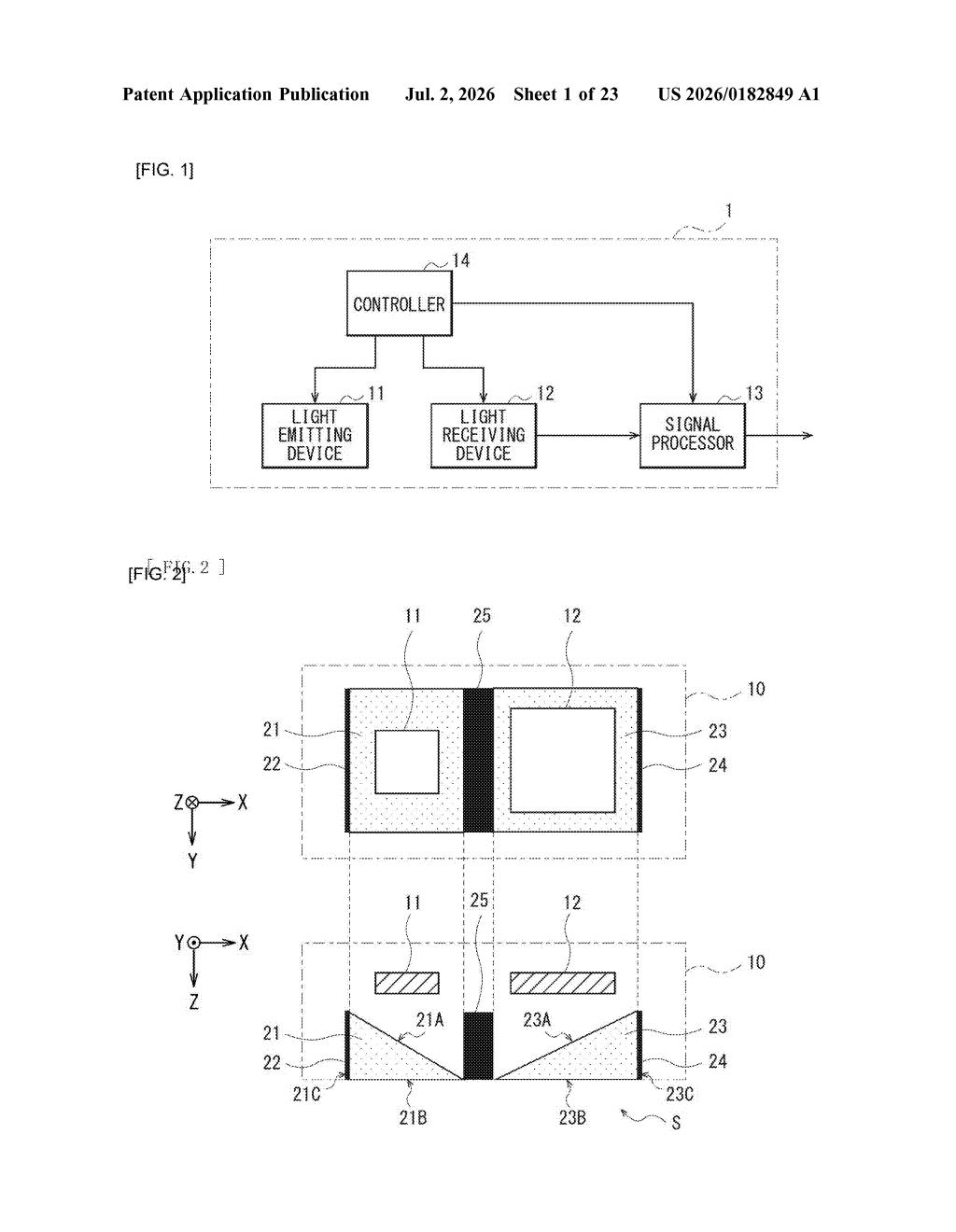 Sony Patent: Biological Information Detection Apparatus — figure from US 2026/0182849 A1