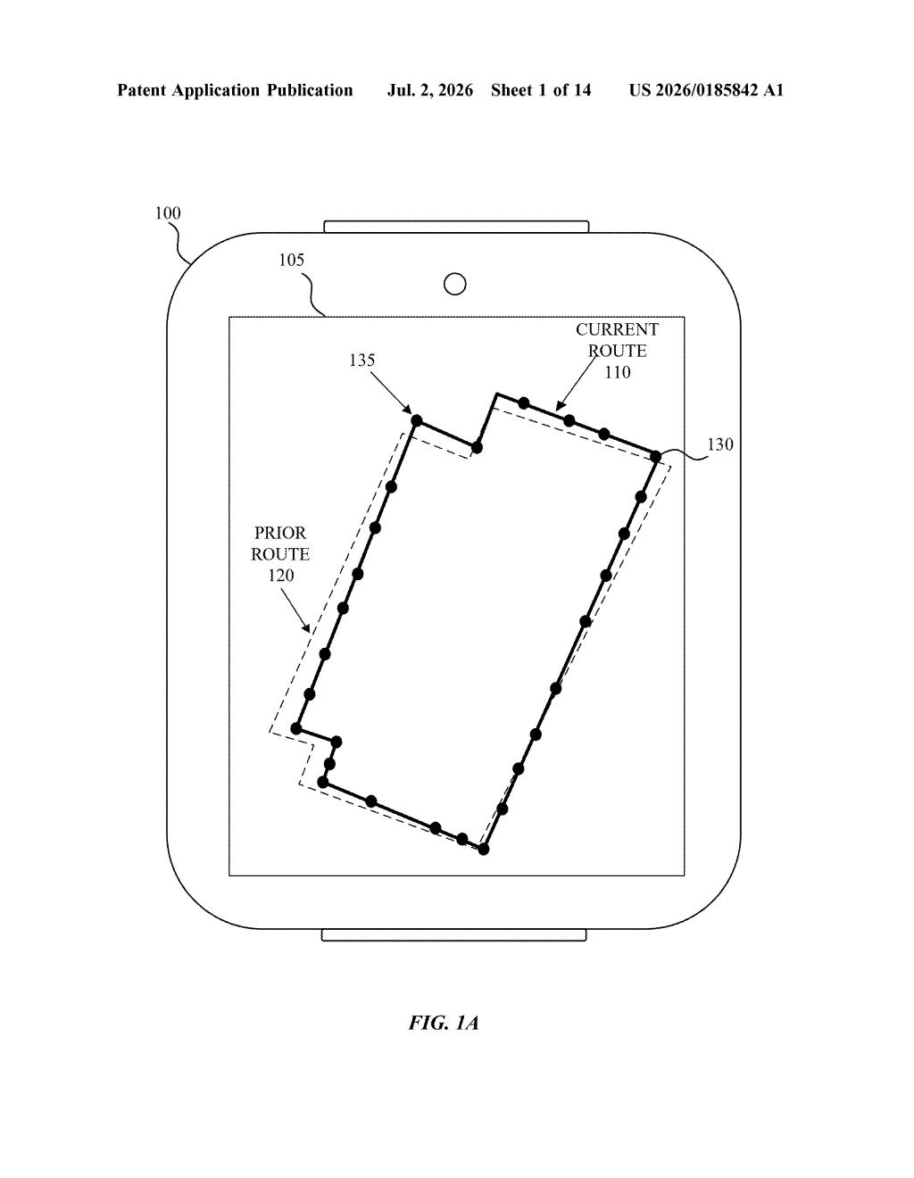 Apple Patent: Real-Time Route Clustering for Maps — figure from US 2026/0185842 A1