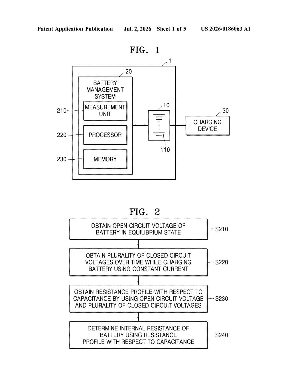 Samsung Patent: Fast Battery Internal Resistance Test — figure from US 2026/0186063 A1