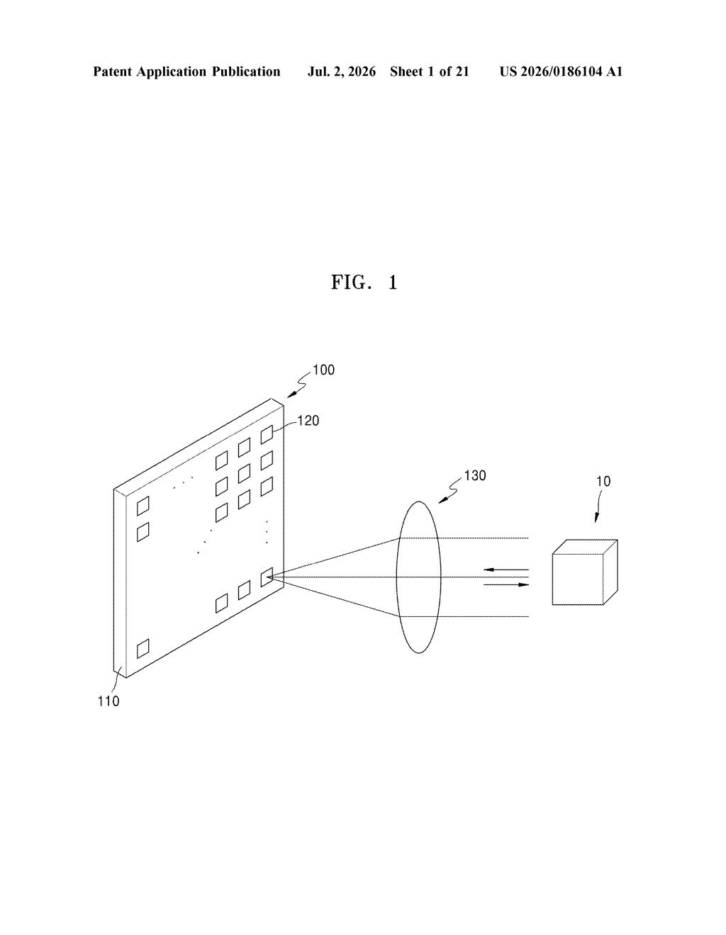 Samsung Patent: Focal Plane Array LiDAR System Explained — figure from US 2026/0186104 A1