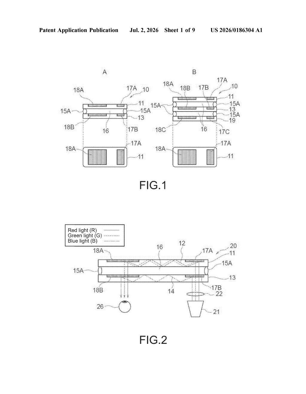 Sony Patent: Dual Light Guide Plates for AR Glasses Color Balance — figure from US 2026/0186304 A1