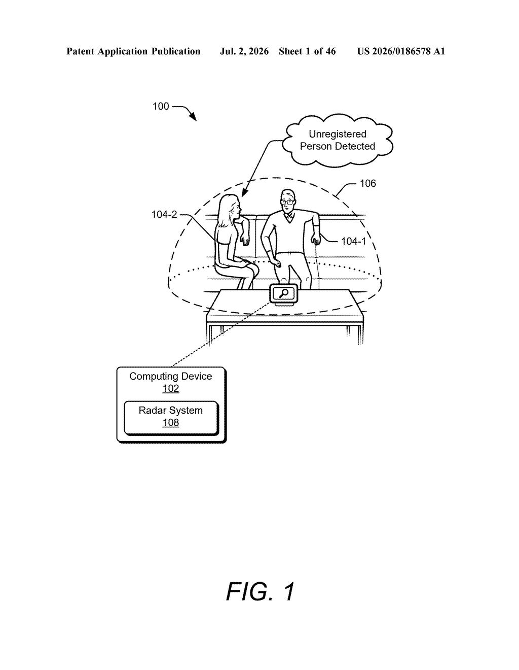 Google Patent: Radar Gesture Misread Safety Net — figure from US 2026/0186578 A1