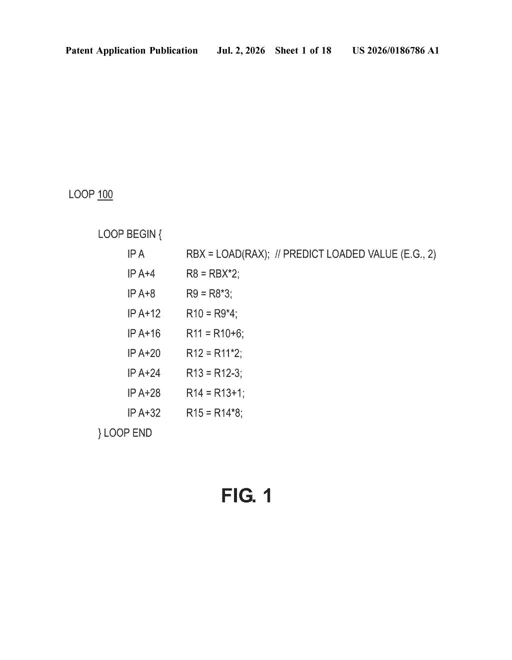 Intel Patent: Skip Redundant Loop Instructions via Load Prediction — figure from US 2026/0186786 A1