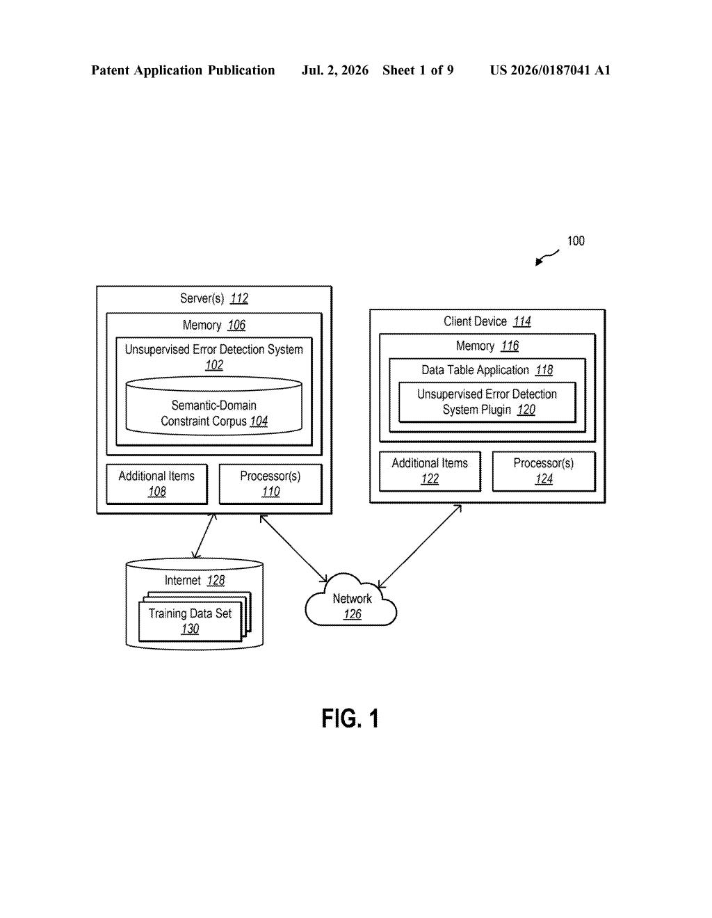 Microsoft Patent: Auto Error Detection in Data Tables — figure from US 2026/0187041 A1
