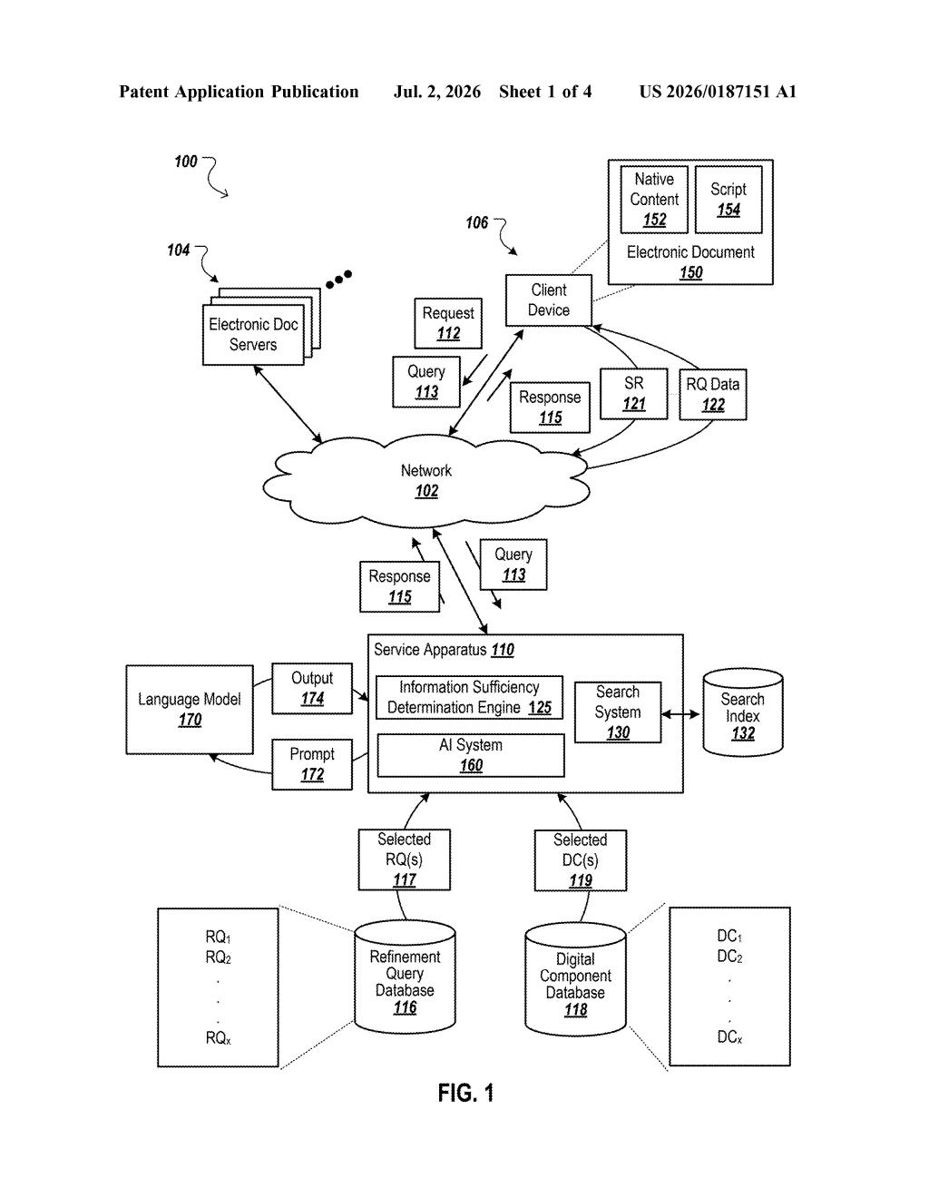 Google Patent: AI Follow-Up Questions to Serve Better Ads — figure from US 2026/0187151 A1