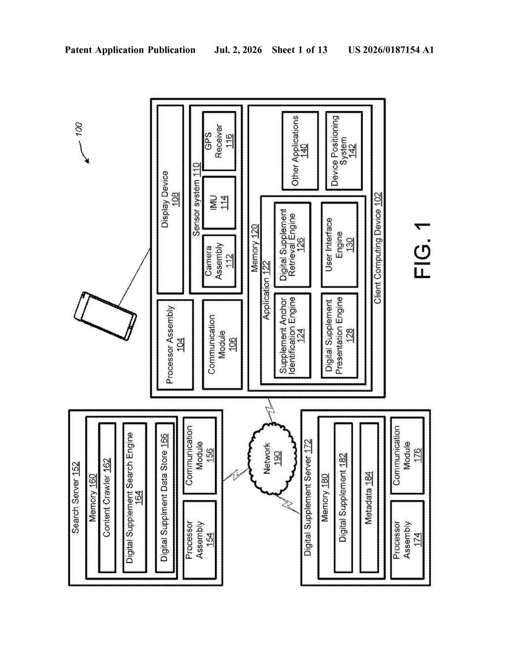 Google Patent: AR Overlays Triggered by Visual Search — figure from US 2026/0187154 A1