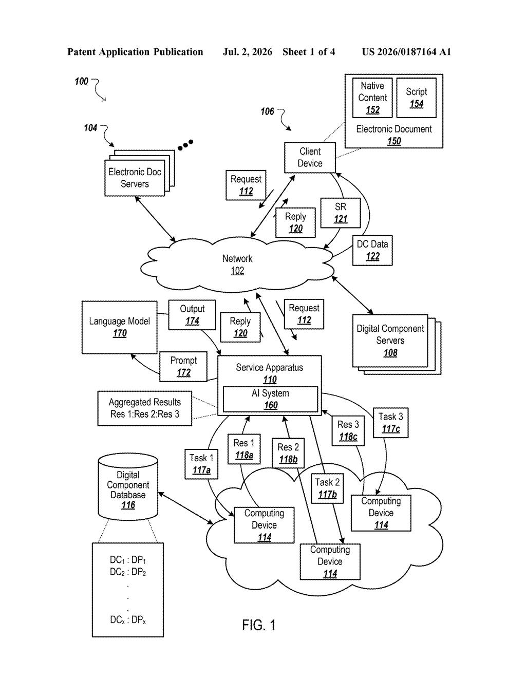 Google Patent: AI-Generated Ads From Website Content — figure from US 2026/0187164 A1