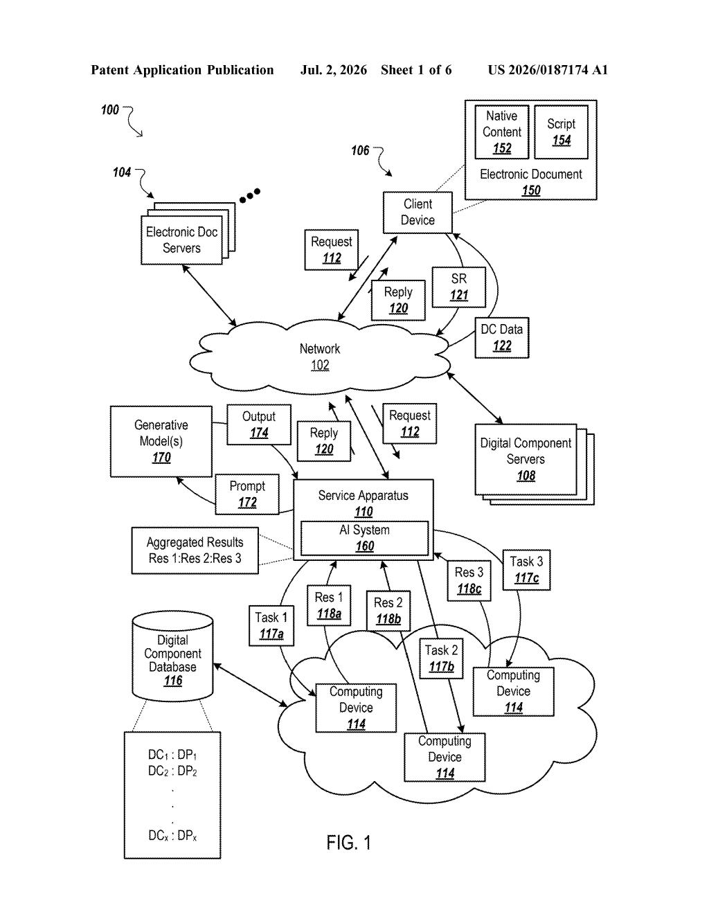 Google Patent: LLM Data Extraction From Websites — figure from US 2026/0187174 A1