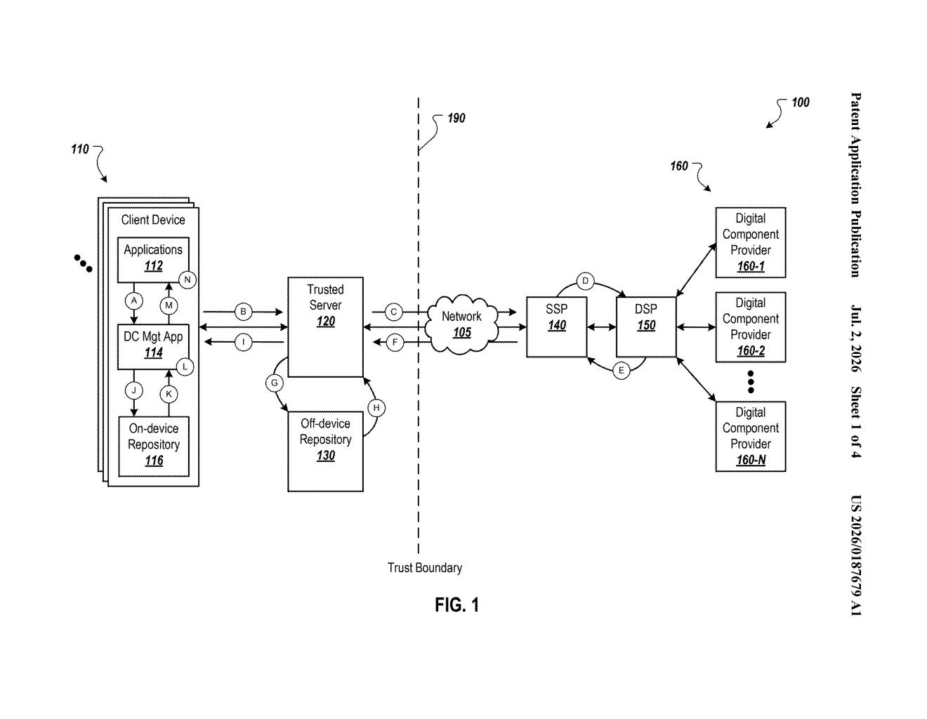 Google Patent: On-Device Ad Selection for Privacy — figure from US 2026/0187679 A1