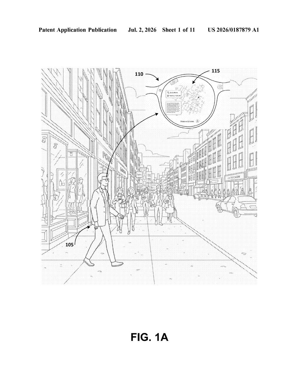 Google Patent: AR Glasses Filter Nearby Points of Interest — figure from US 2026/0187879 A1