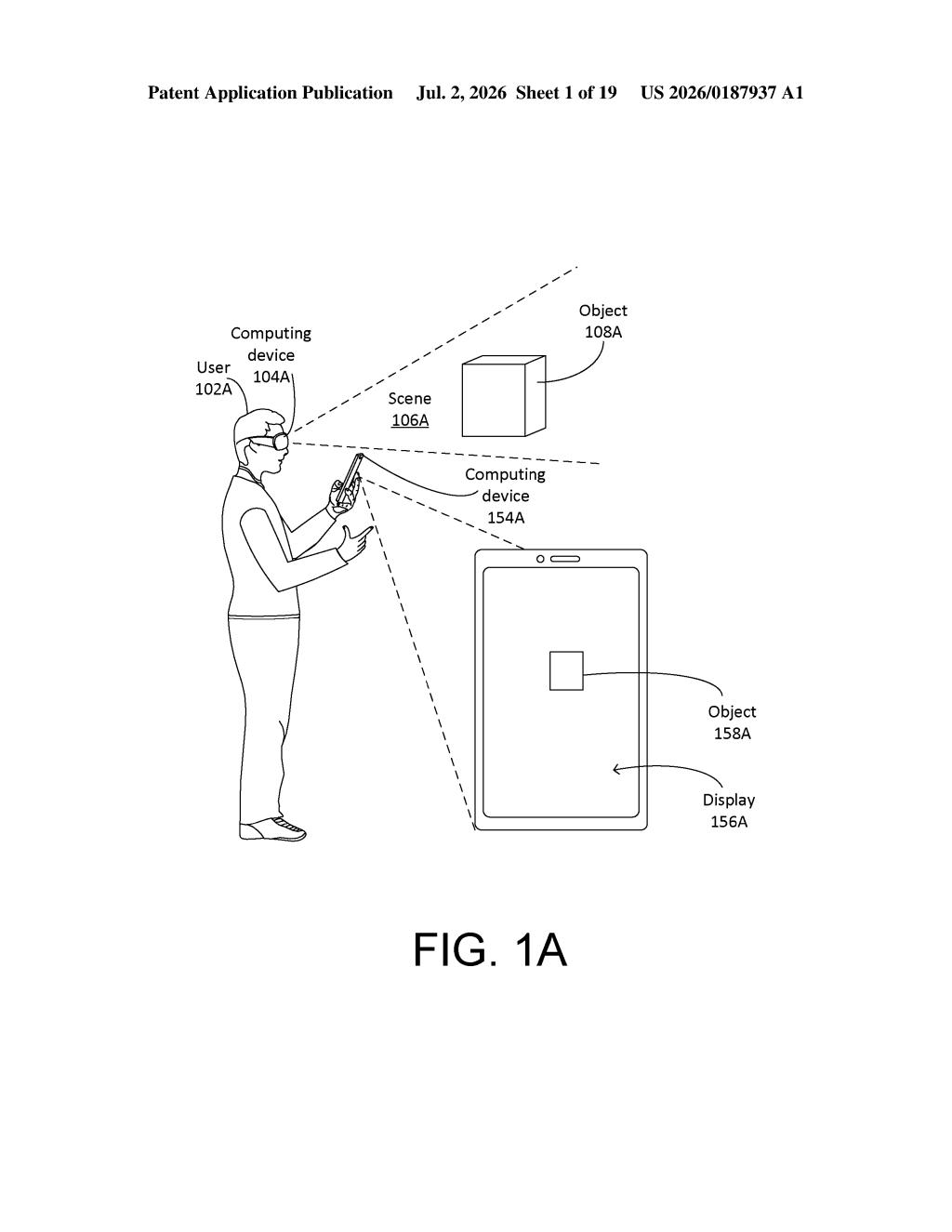 Google Patent: 3D Objects That Sync to 2D Screens — figure from US 2026/0187937 A1