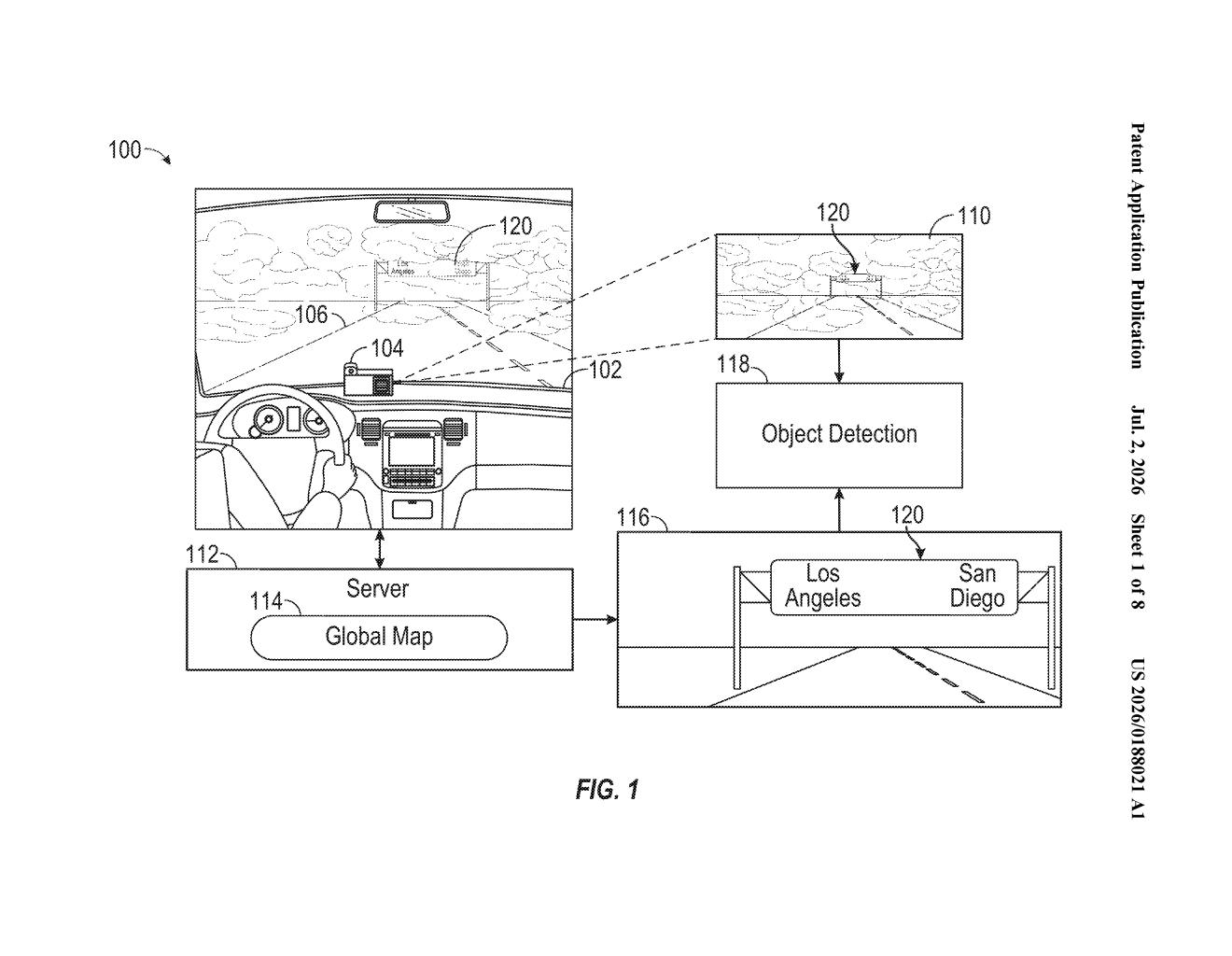 Qualcomm Patent: Static Object Detection via Global Map — figure from US 2026/0188021 A1