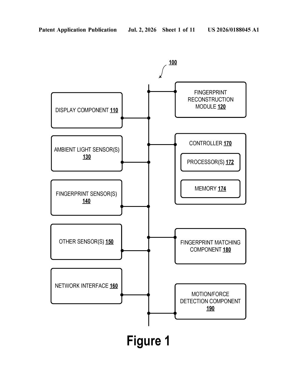 Google Patent: Fingerprint Smudge Detection and Correction — figure from US 2026/0188045 A1