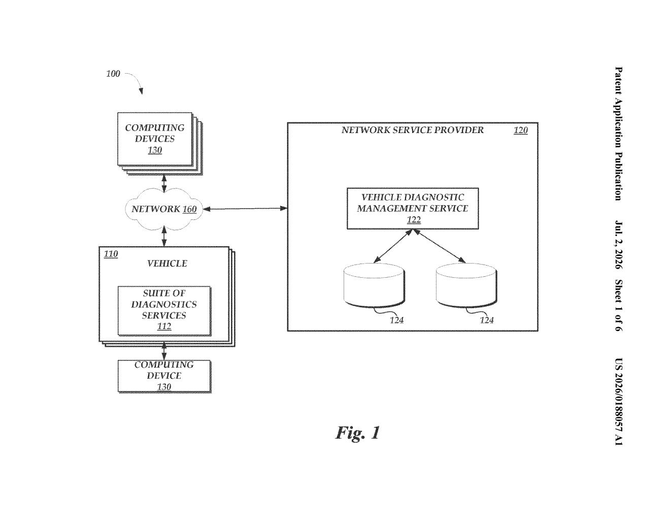Tesla Patent: AI-Driven Vehicle Diagnostics and Service Scheduling — figure from US 2026/0188057 A1
