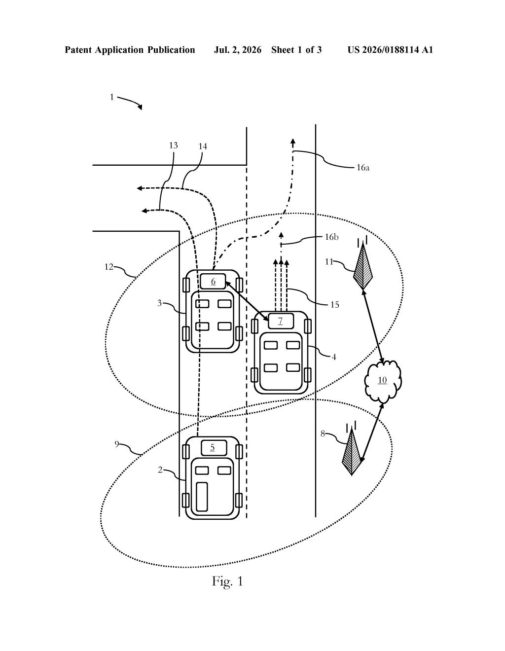 Sony Patent: Emergency Vehicle Route Alert System — figure from US 2026/0188114 A1