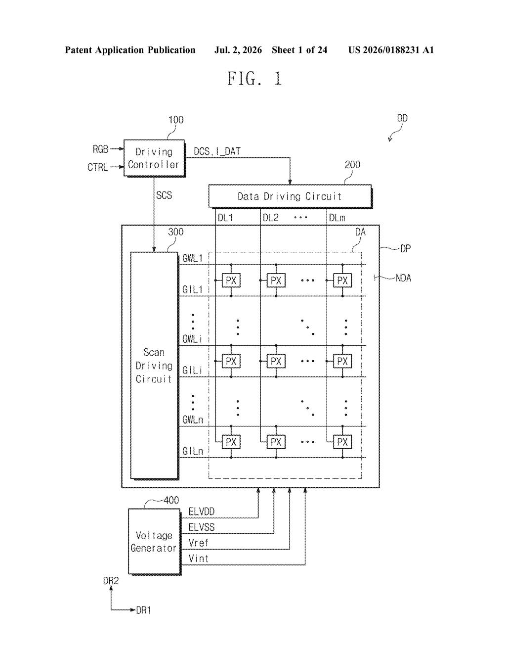 Samsung Display Patent: OLED Pixel Circuit Design Explained — figure from US 2026/0188231 A1