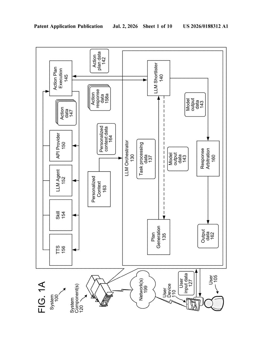 Amazon Patent: AI Assistant Translating Requests Into API Calls — figure from US 2026/0188312 A1