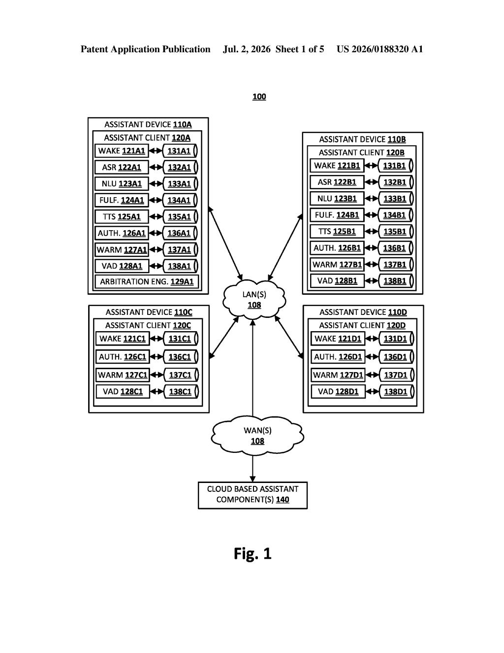 Google Patent: Picking the Right Smart Speaker to Answer You — figure from US 2026/0188320 A1