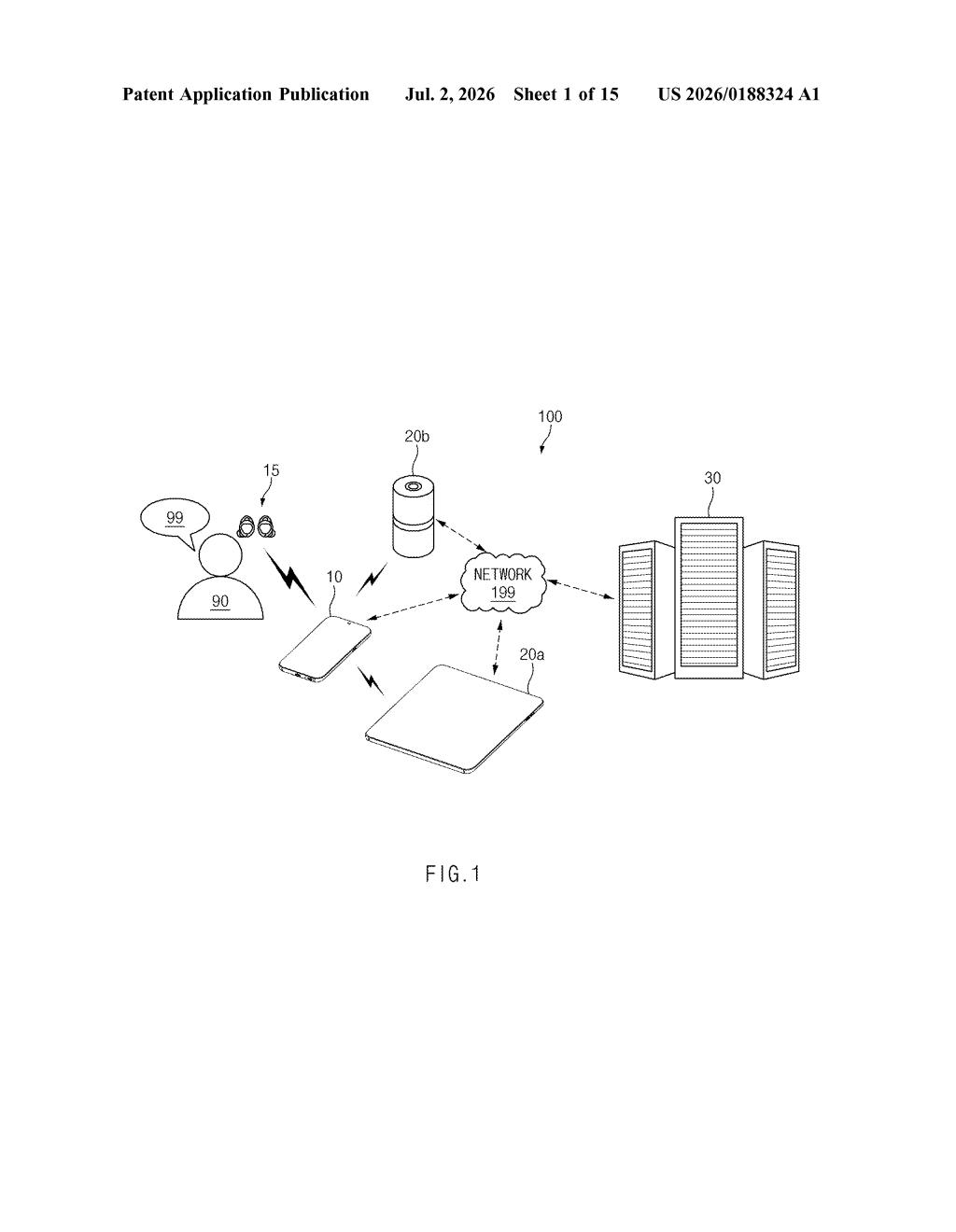 Samsung Patent: Voice Command Device-Switching System — figure from US 2026/0188324 A1