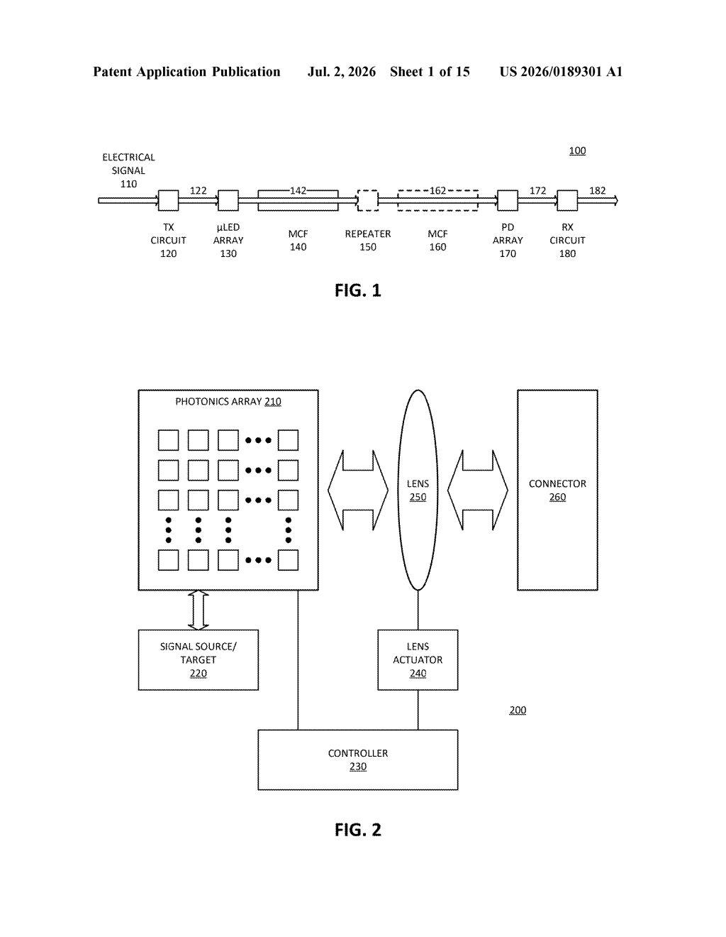 Intel Patent: Parallel Optical Chip-to-Chip Data Links — figure from US 2026/0189301 A1