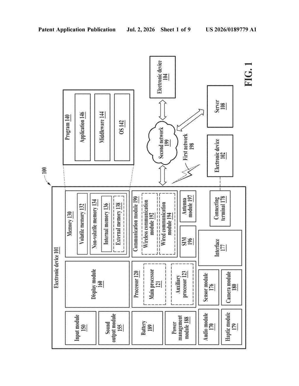 Samsung Patent: AR Headset Camera That Turns Itself Off — figure from US 2026/0189779 A1
