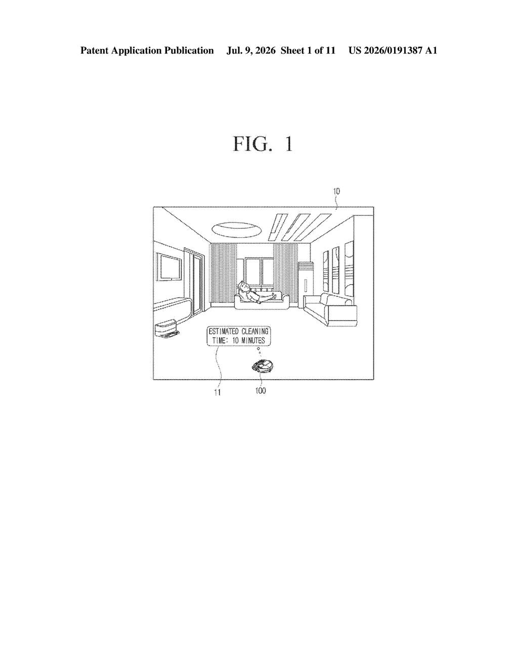 Samsung Patent: Robot Vacuum That Predicts Cleaning Time — figure from US 2026/0191387 A1