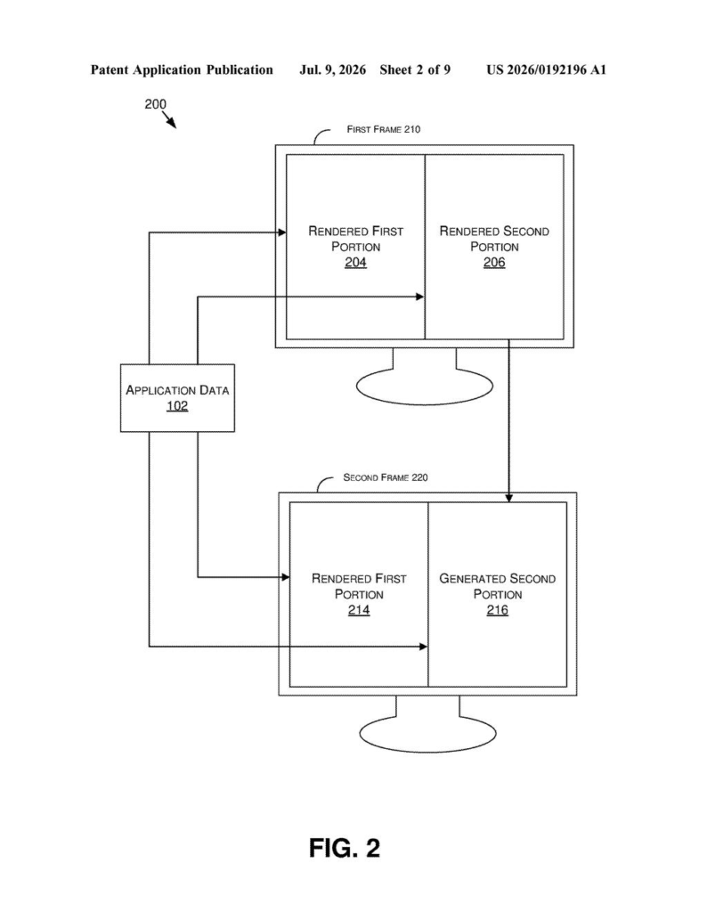 Nvidia Patent: AI Fills In Unrendered Game Frames — figure from US 2026/0192196 A1
