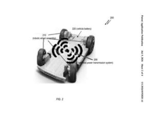 Patent drawing: IBM Files Patent for Cars That Beam Power Wirelessly to Each Wheel
