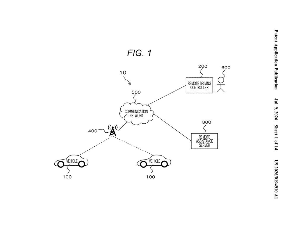 Sony Patent: Using One Car's Drive to Guide the Next — figure from US 2026/0194910 A1