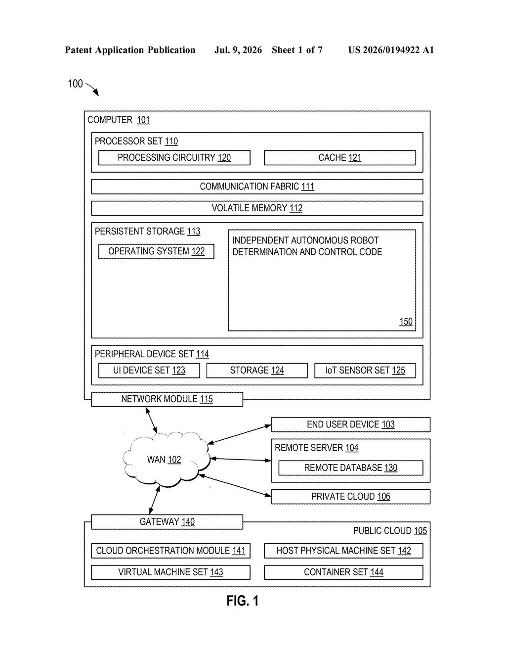 IBM Patent: Snake Robots Built From Independent Mini-Bots — figure from US 2026/0194922 A1