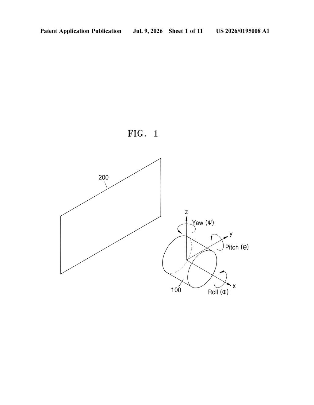 Samsung Patent: Projector That Adjusts Sensors by Orientation — figure from US 2026/0195008 A1
