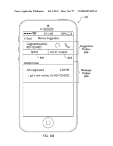 Patent drawing: Apple Patents a System That Pulls Contact Details Out of Your Messages