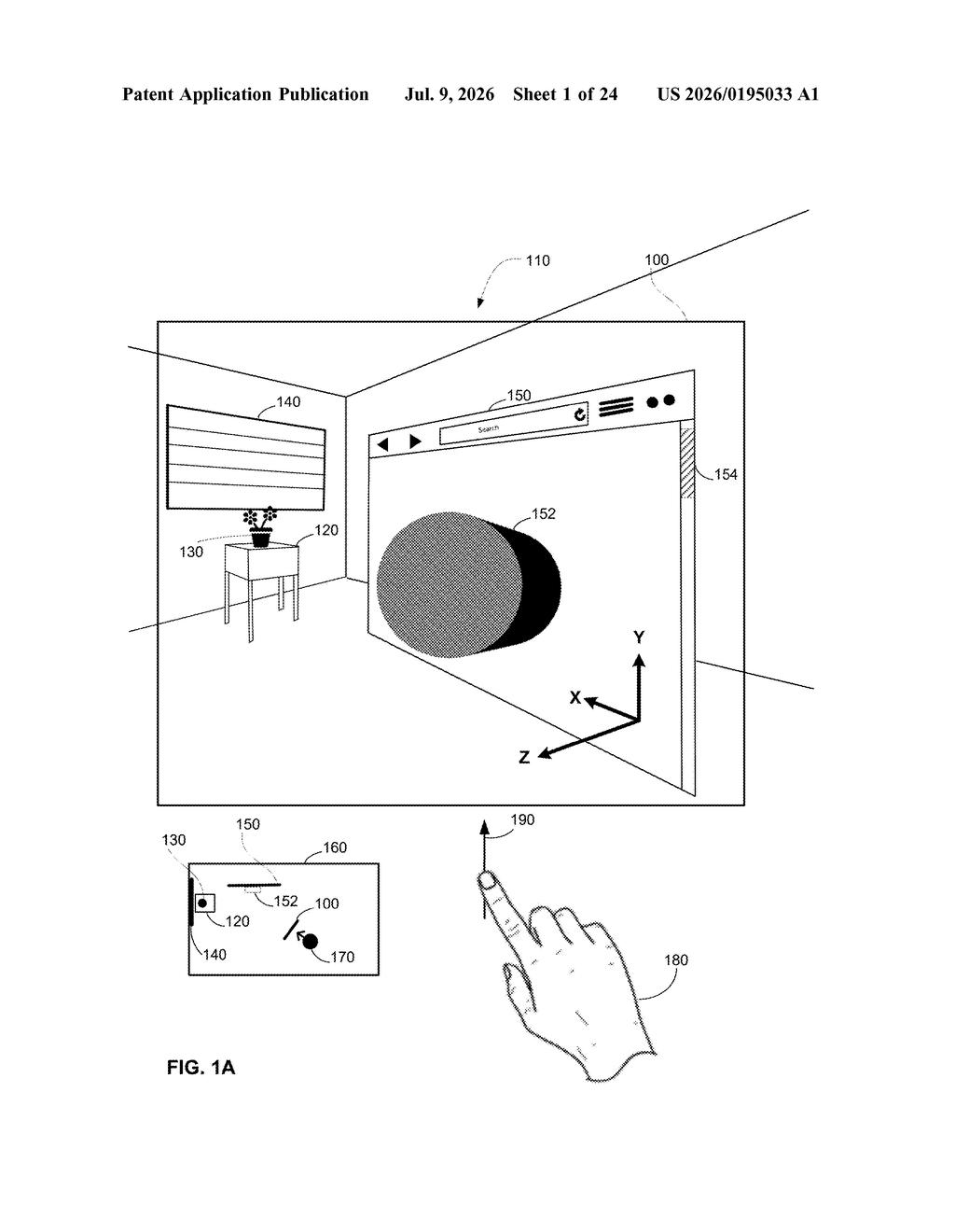 Apple Patent: Keeping 3D Objects From Blocking Your Screen — figure from US 2026/0195033 A1