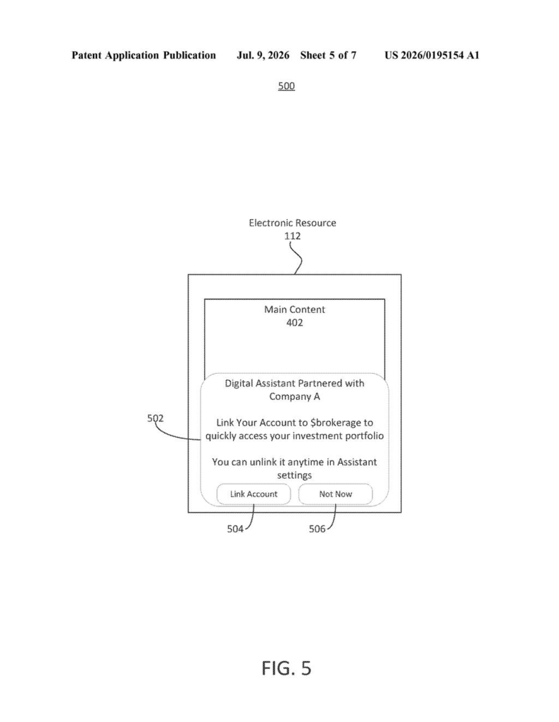 Google Patent: AI Assistant Action Suggestions by App — figure from US 2026/0195154 A1