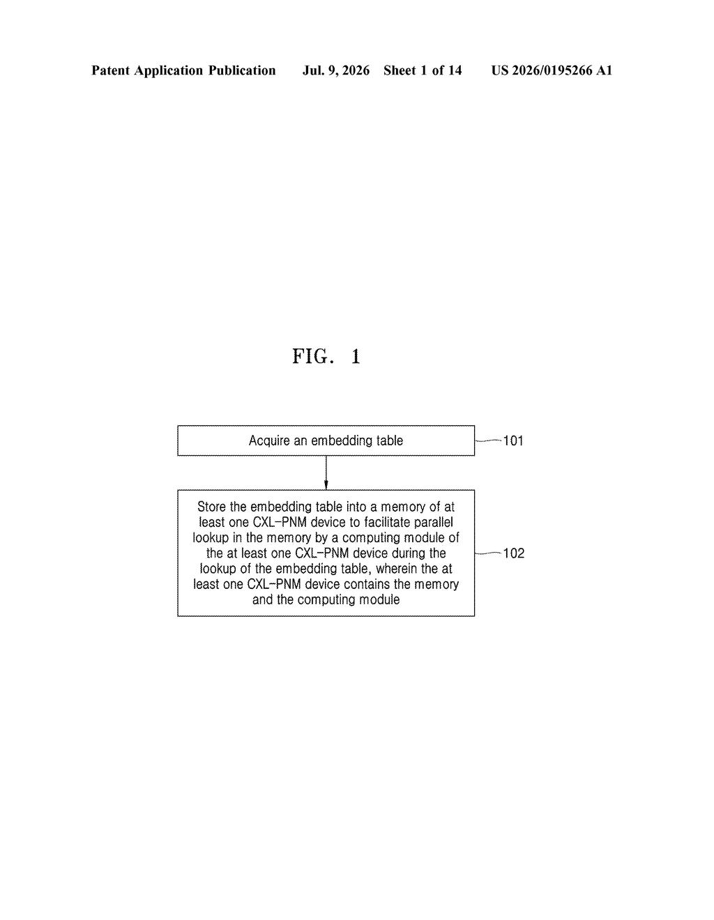 Samsung Patent: AI Embedding Tables Stored Near Memory — figure from US 2026/0195266 A1