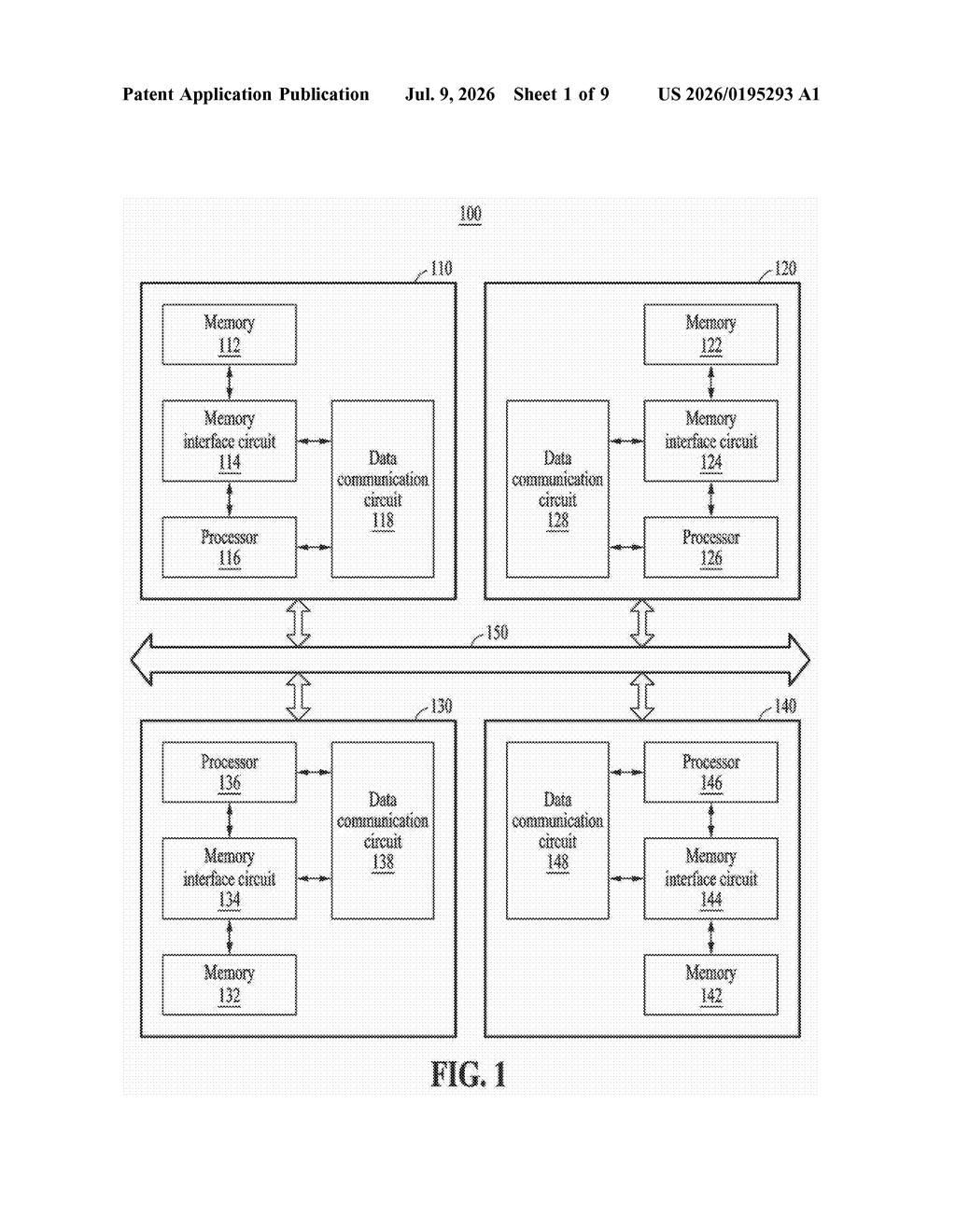 Samsung Patent: Multi-Chip Data Sharing for AI Processing — figure from US 2026/0195293 A1