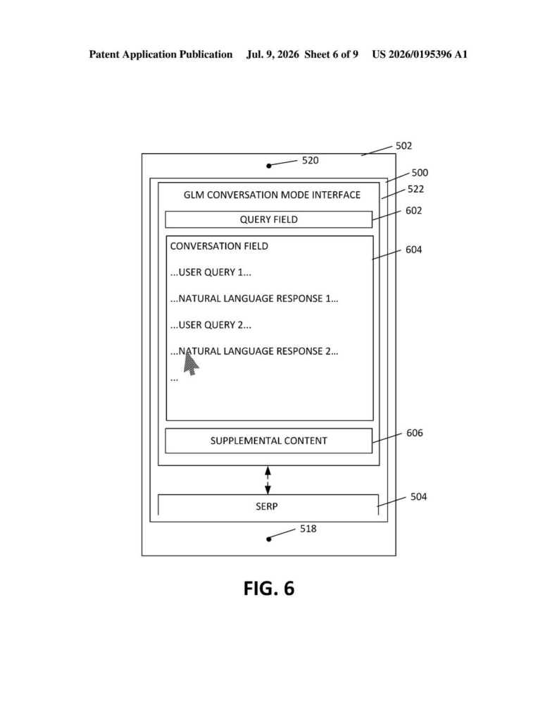 Microsoft Patent: Dual-Mode AI and Search Results Page — figure from US 2026/0195396 A1