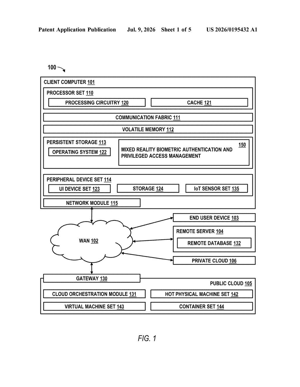 IBM Patent: Mixed Reality Biometric Access Control — figure from US 2026/0195432 A1