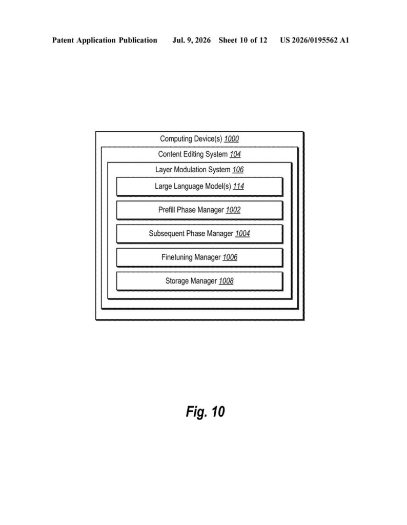 Adobe Patent: Skipping AI Layers to Speed Up LLMs — figure from US 2026/0195562 A1