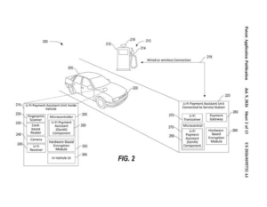 Patent drawing: IBM Patents a System That Pays for Services by Flashing Data Through Your Car's Lights