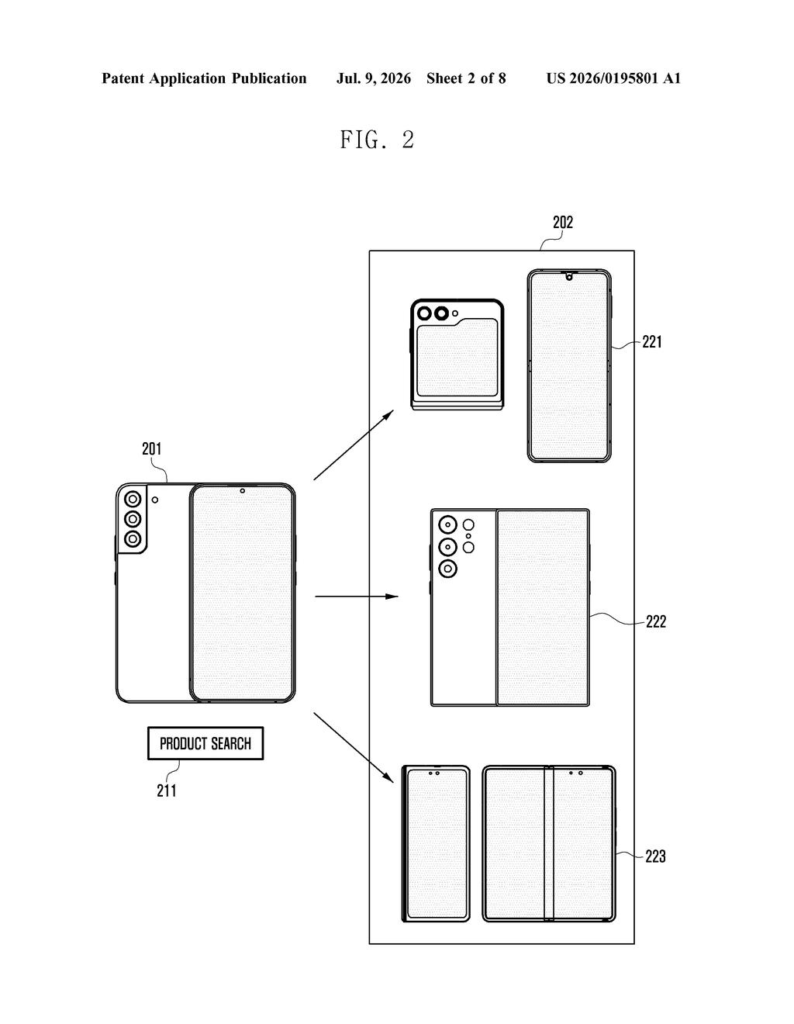 Samsung Patent: AI Product Recommendations by Layout — figure from US 2026/0195801 A1